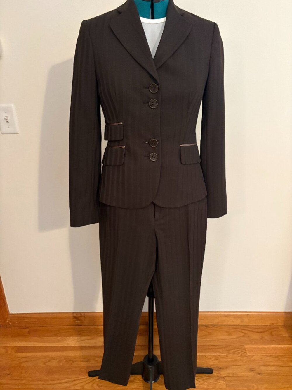 Women's Tailored Blazer and Wide Leg Pants Suit, Brown (US 6)